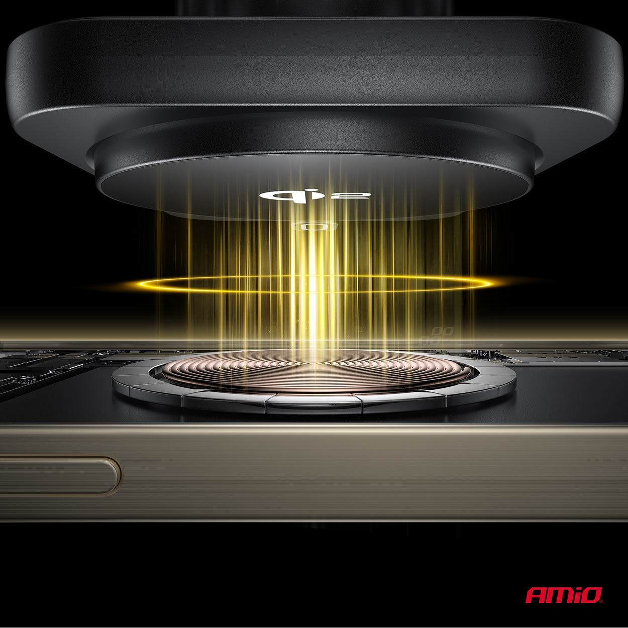 Amio - ΒΑΣΗ ΣΤΗΡΙΞΗΣ ΚΙΝΗΤΟΥ ΓΙΑ ΑΕΡΑΓΩΓΟ ΜΑΓΝΗΤΙΚΗ ΜΕ ΑΣΥΡΜΑΤΗ ΦΟΡΤΙΣΗ QUICK CHARGE QI2 15W 360° - 1 Τεμ. (04180/AM)