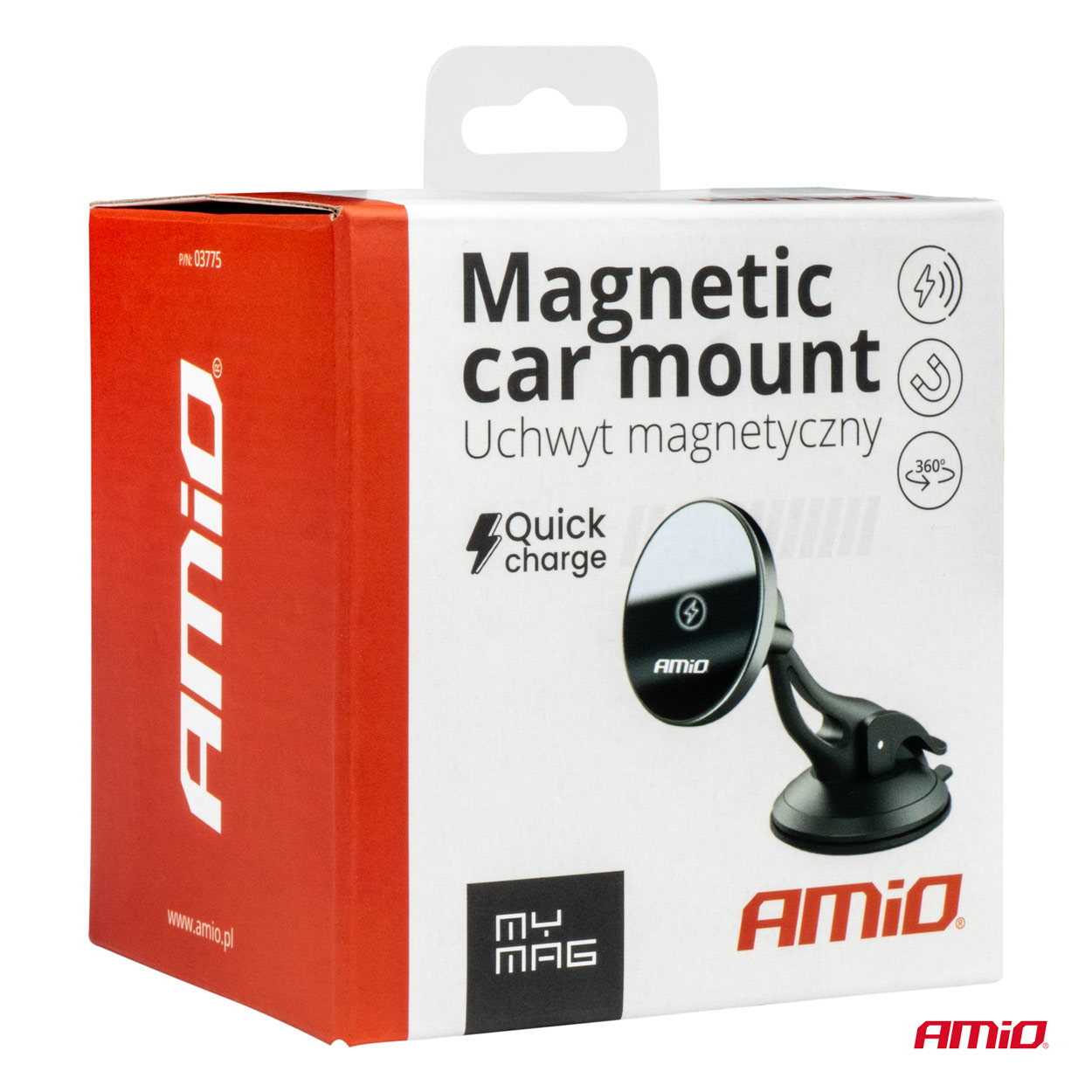 Amio - ΒΑΣΗ ΣΤΗΡΙΞΗΣ ΚΙΝΗΤΟΥ ΓΙΑ ΤΖΑΜΙ/ΤΑΜΠΛΟ ΜΑΓΝΗΤΙΚΗ ΜΕ ΑΣΥΡΜΑΤΗ ΦΟΡΤΙΣΗ QUICK CHARGE 2A MAX15W MY MAG - 1 Τεμ. (03775/AM)
