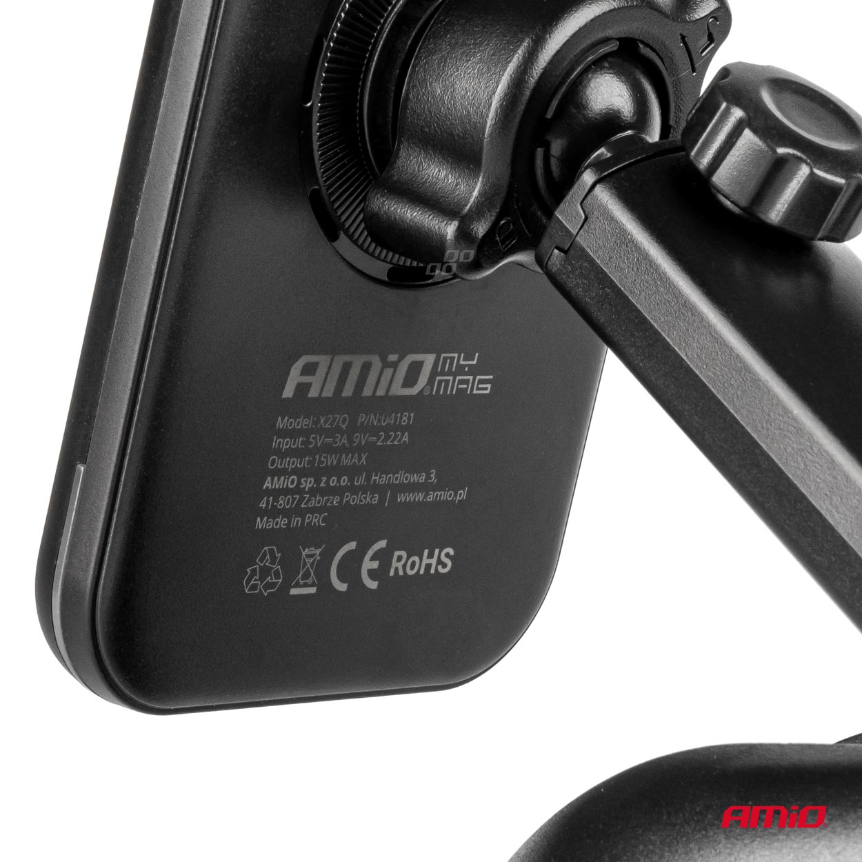 Amio - ΒΑΣΗ ΣΤΗΡΙΞΗΣ ΚΙΝΗΤΟΥ ΓΙΑ ΤΖΑΜΙ/ΤΑΜΠΛΟ ΜΑΓΝΗΤΙΚΗ ΜΕ ΑΣΥΡΜΑΤΗ ΦΟΡΤΙΣΗ QUICK CHARGE QI2 15W 360° - 1 Τεμ. (04181/AM)