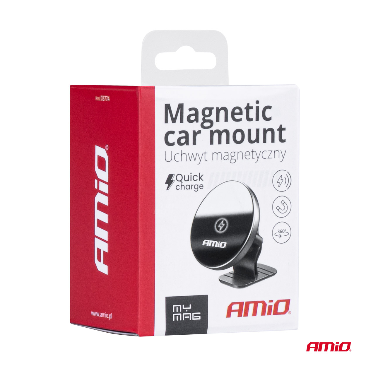 Amio - ΒΑΣΗ ΣΤΗΡΙΞΗΣ ΚΙΝΗΤΟΥ ΜΑΓΝΗΤΙΚΗ ΑΥΤΟΚΟΛΛΗΤΗ (3M) ΜΕ ΑΣΥΡΜΑΤΗ ΦΟΡΤΙΣΗ QUICK CHARGE 2A MAX15W MY MAG - 1 Τεμ. (03774/AM)