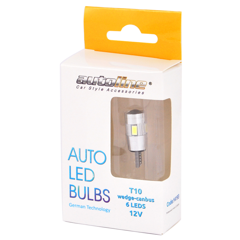 Λάμπες AUTOLINE T10 LED 6smd Χωρίς Κάλυκα (Canbus/12V)