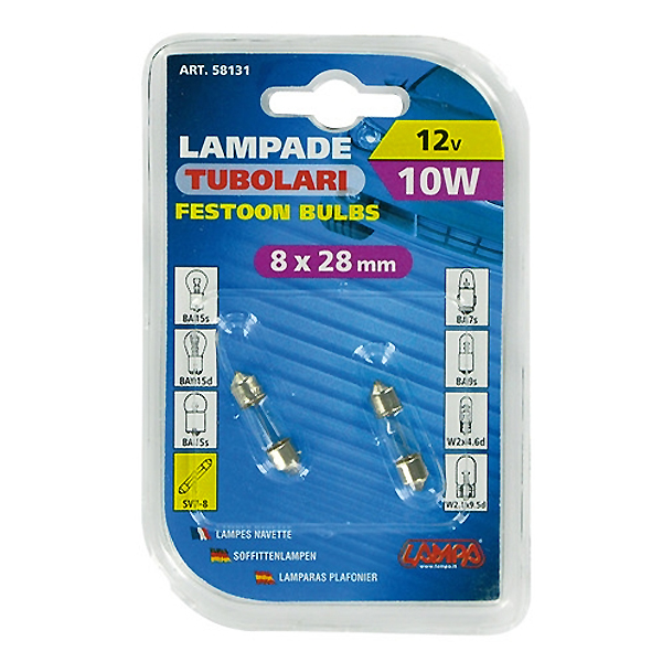 Λάμπες Σωληνωτές LAMPA (12V 10W / 8mm x 28mm)