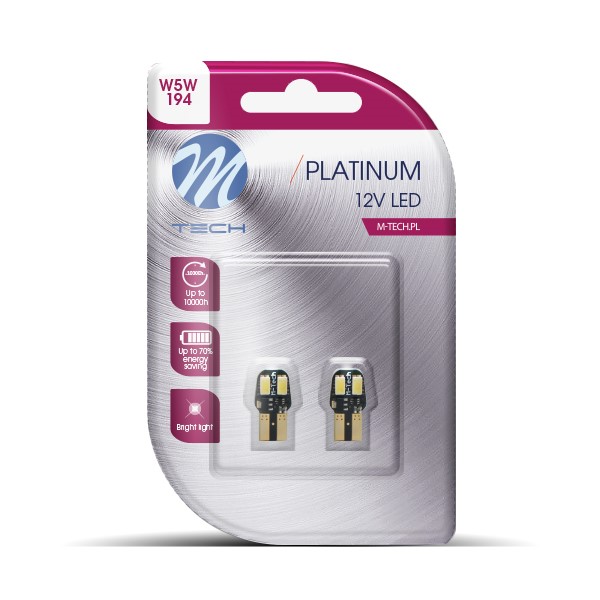 Λάμπες M-TECH T10 PLATINUM LED 4smd Χωρίς Κάλυκα (Άσπρο/Canbus/12V)
