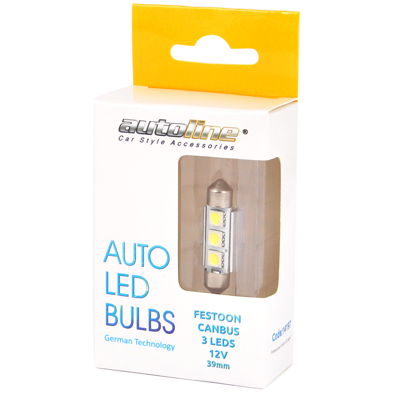 Λάμπες Σωληνωτές AUTOLINE LED 3smd (Canbus/12V/39mm)