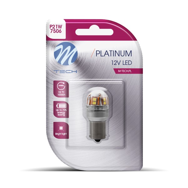P21W 12/24V Ba15s 2,8W 450lm 15xSMD LED CAN-BUS ΛΕΥΚΟ BLISTER