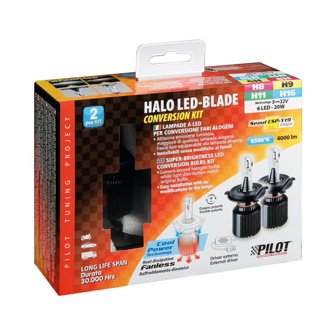 H8/H11/H16 9-32V PGJ19-X 6LED 6.500K 4.000lm 20W CANBUS  HALO LED BLADE
