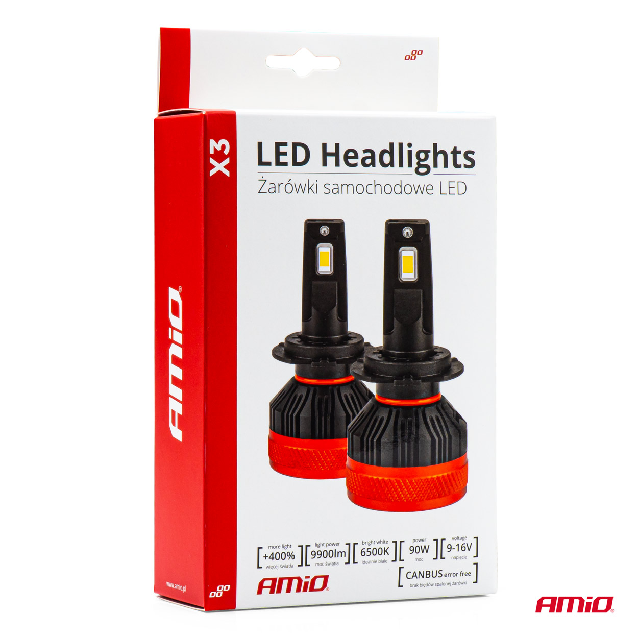 ΛΑΜΠΕΣ LED H4 10-16V 90W 6.500K 9900lm CAN BUS (ME ΑΝΕΜΙΣΤΗΡΑΚΙ) X3 SERIES