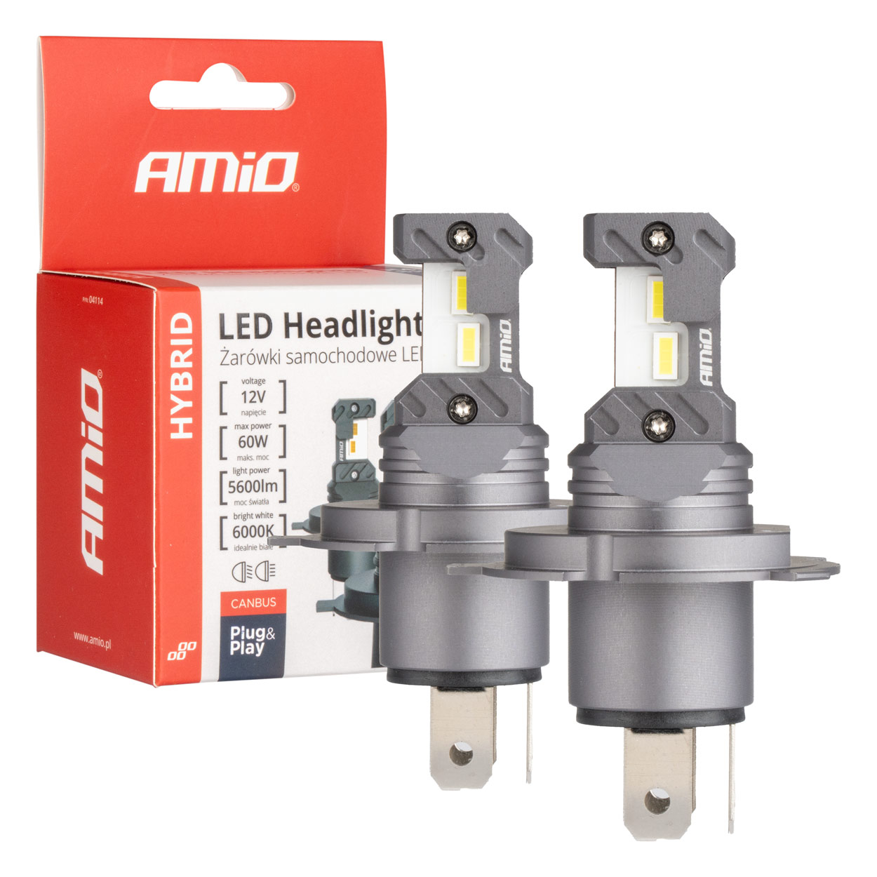ΛΑΜΠΕΣ LED H4 12V 60W 6.000K 5.600lm +400% LED CANBUS HYBRID SERIES AMIO