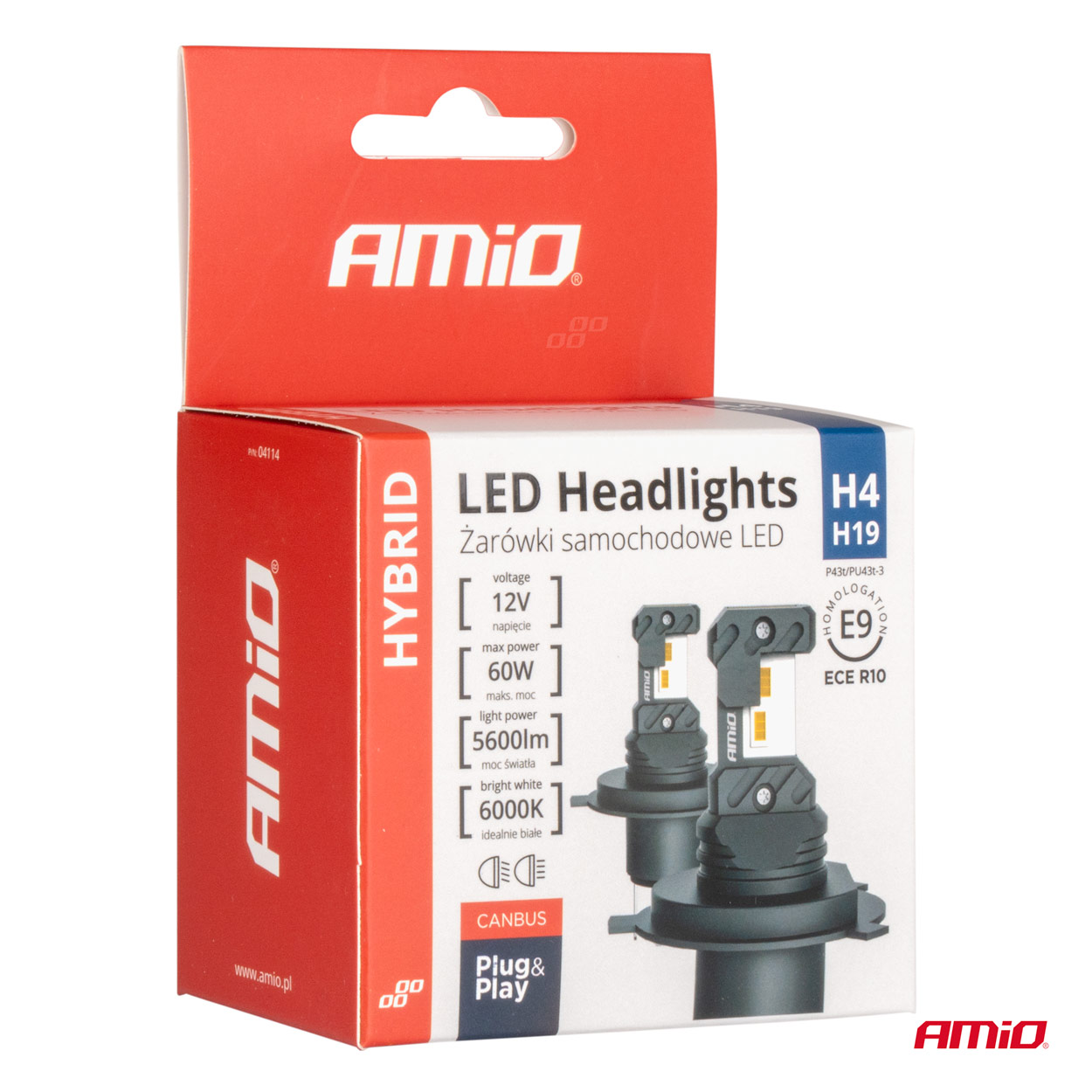 ΛΑΜΠΕΣ LED H4 12V 60W 6.000K 5.600lm +400% LED CANBUS HYBRID SERIES AMIO