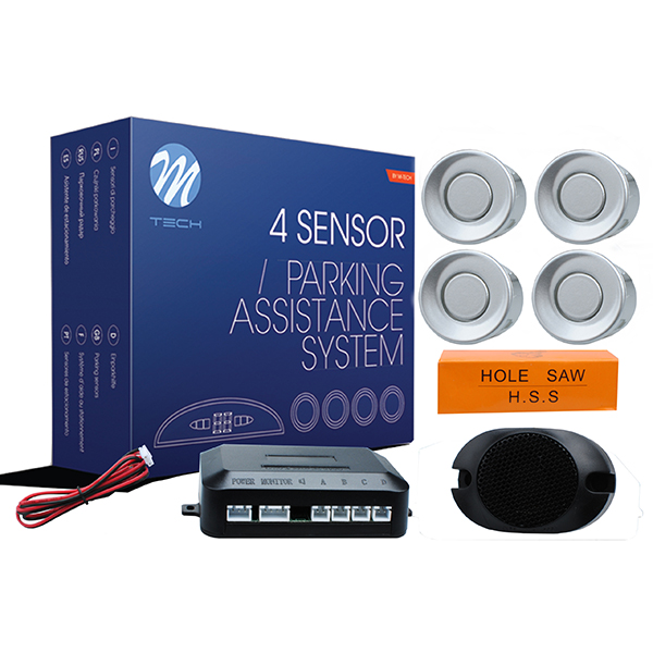 Σύστημα Παρκαρίσματος M-TECH Με 4 Αισθητήρες & Buzzer (Ασημί / 21.5mm)