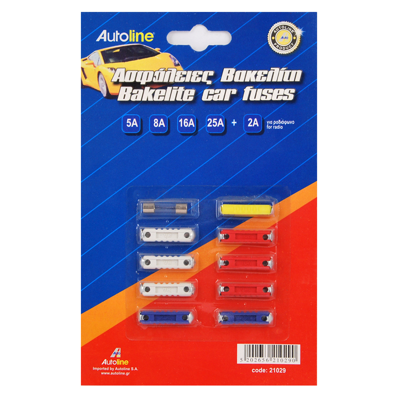 Σετ Ασφάλειες AUTOLINE Βακελίτη (12V / 10 τεμάχια)