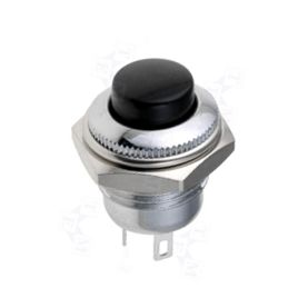 Διακόπτης Μπουτόν ON - OFF (Μαύρο/Ασημί - Ø 14.8mm - 3/6A - 125/250V)