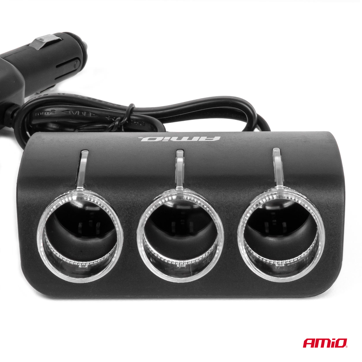 Amio - ΑΝΤΑΠΤΟΡΑΣ ΑΝΑΠΤΗΡΑ 12/24V 120W ΜΑΥΡΟΣ/3 ΘΕΣΕΙΣ/1xUSB-A/ΜΕ ΥΠΟΔΟΧΗ ΑΝΑΠΤΗΡΑ ΑΥΤΟΚΙΝΗΤΟΥ/ΚΑΛΩΔΙΟ 80cm - 1 Τεμ. (04360/AM)