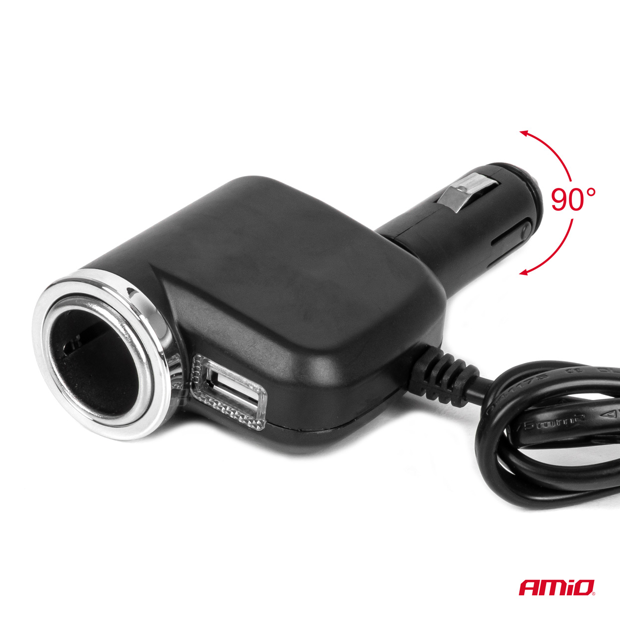 Amio - ΑΝΤΑΠΤΟΡΑΣ ΑΝΑΠΤΗΡΑ 12/24V 120W ΜΑΥΡΟΣ/3 ΘΕΣΕΙΣ/1xUSB-A/ΜΕ ΥΠΟΔΟΧΗ ΑΝΑΠΤΗΡΑ ΑΥΤΟΚΙΝΗΤΟΥ/ΚΑΛΩΔΙΟ 80cm - 1 Τεμ. (04360/AM)