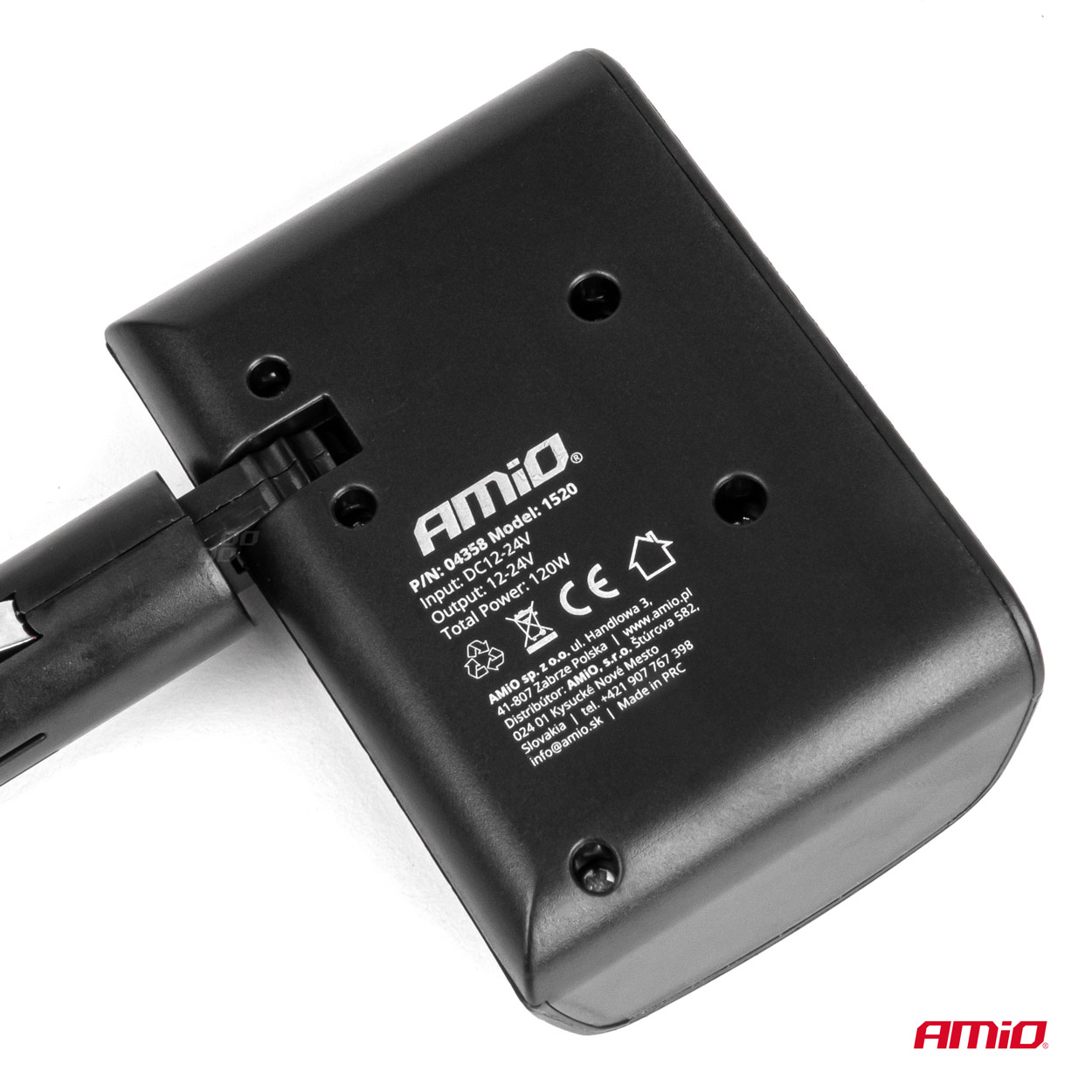 Amio - ΑΝΤΑΠΤΟΡΑΣ ΑΝΑΠΤΗΡΑ 12/24V 120W ΜΑΥΡΟΣ/3 ΘΕΣΕΙΣ/ΠΕΡΙΣΤΡΟΦΗ 90 ΜΟΙΡΩΝ - 1 Τεμ. (04358/AM)