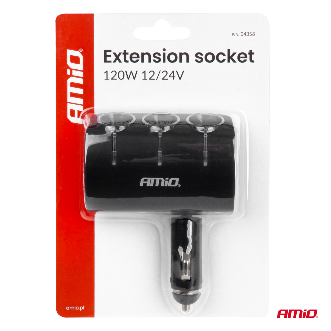 Amio - ΑΝΤΑΠΤΟΡΑΣ ΑΝΑΠΤΗΡΑ 12/24V 120W ΜΑΥΡΟΣ/3 ΘΕΣΕΙΣ/ΠΕΡΙΣΤΡΟΦΗ 90 ΜΟΙΡΩΝ - 1 Τεμ. (04358/AM)