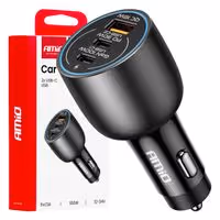 Amio - ΦΟΡΤΙΣΤΗΣ ΑΝΑΠΤΗΡΑ 12/24V ΜΕ 3 ΘΥΡΕΣ 2xUSB-C/1xUSB-A 95W 5V/3A ΤΑΧΕΙΑΣ ΦΟΡΤΙΣΗΣ ΑΛΟΥΜΙΝΙΟ/ΜΑΥΡΟΣ - 1 Τεμ. (04371/AM)