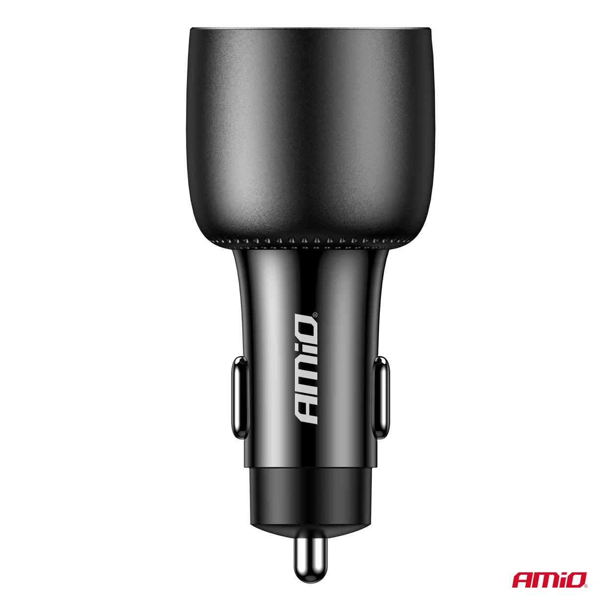 Amio - ΦΟΡΤΙΣΤΗΣ ΑΝΑΠΤΗΡΑ 12/24V ΜΕ 3 ΘΥΡΕΣ 2xUSB-C/1xUSB-A 95W 5V/3A ΤΑΧΕΙΑΣ ΦΟΡΤΙΣΗΣ ΑΛΟΥΜΙΝΙΟ/ΜΑΥΡΟΣ - 1 Τεμ. (04371/AM)