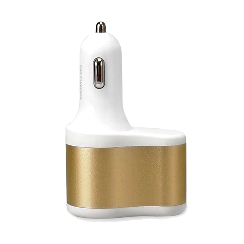 Αντάπτορας Αναπτήρα & Φορτιστής με 2 USB (Άσπρο - Χρυσό)