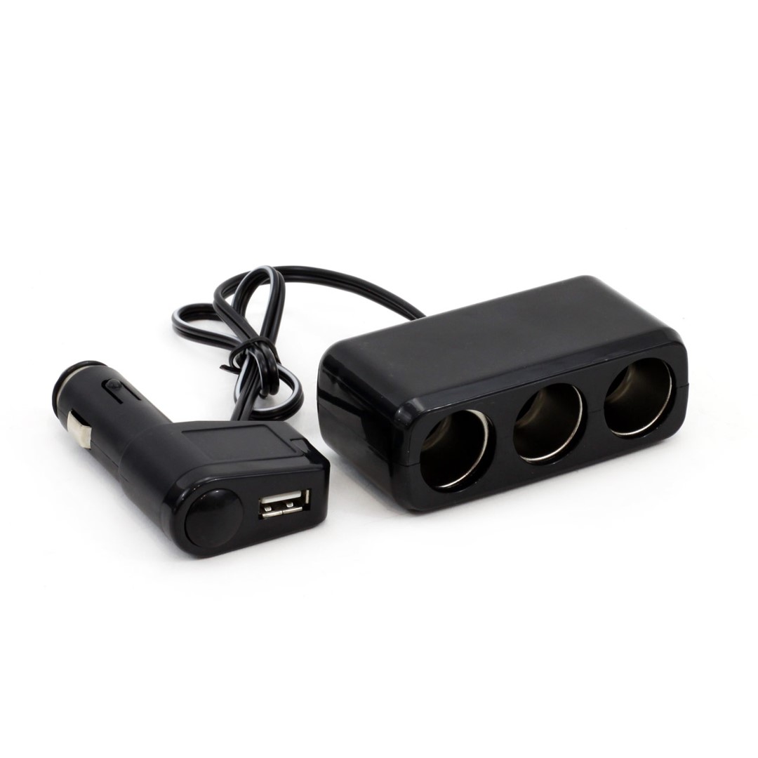 Αντάπτορας Αναπτήρα Τριπλός & USB AMiO (Μαύρο)