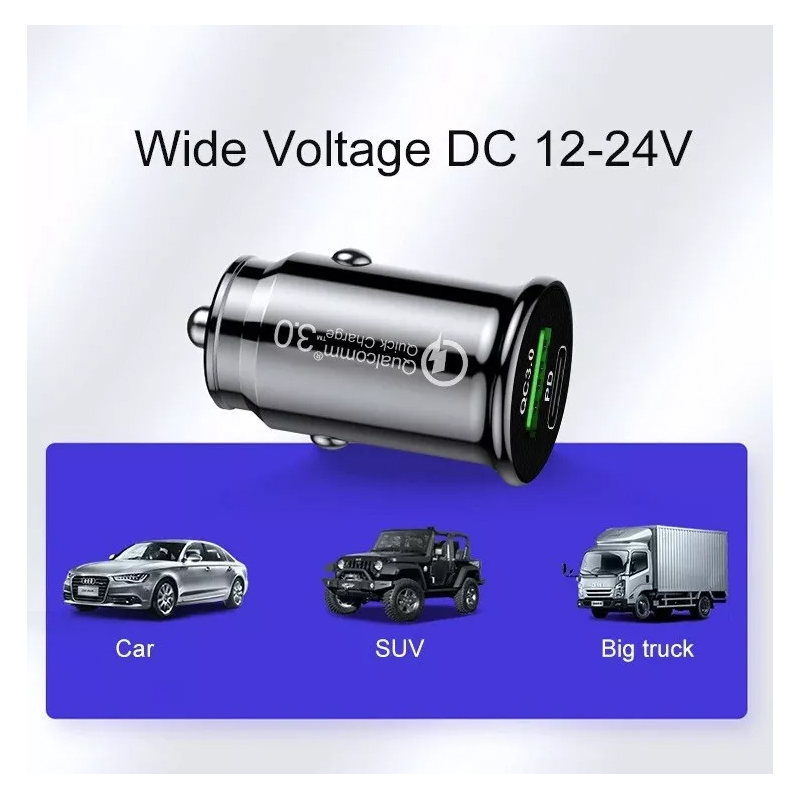 Φορτιστής Αυτοκινήτου με USB & Type-C