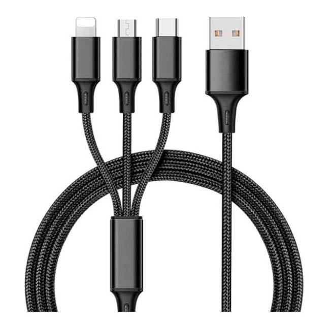 Καλώδιο USB Φόρτισης Και Μεταφοράς Δεδομένων Earldom EC-IMC015 3 In 1 Black (1.2m)