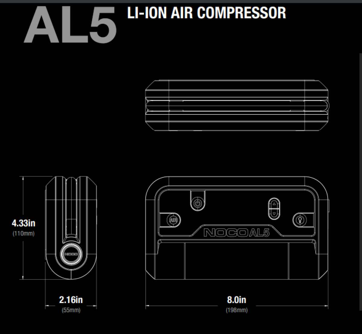 Αεροσυμπιεστής Λιθίου NOCO AL5 (17LPM 5A)