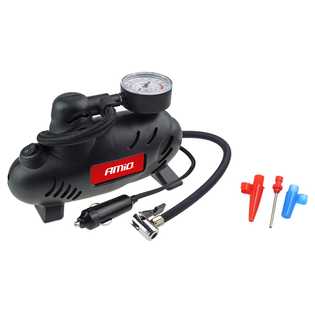 ΚΟΜΠΡΕΣΕΡ ΑΕΡΑ ΕΛΑΣΤΙΚΩΝ ΠΛΑΣΤΙΚΟ ACOMP-07 12V 250psi 17bar 9l/min ΜΕ ΦΙΣ ΑΝΑΠΤΗΡΑ ΚΑΙ ΚΑΛΩΔΙΟ 300cm AMiO