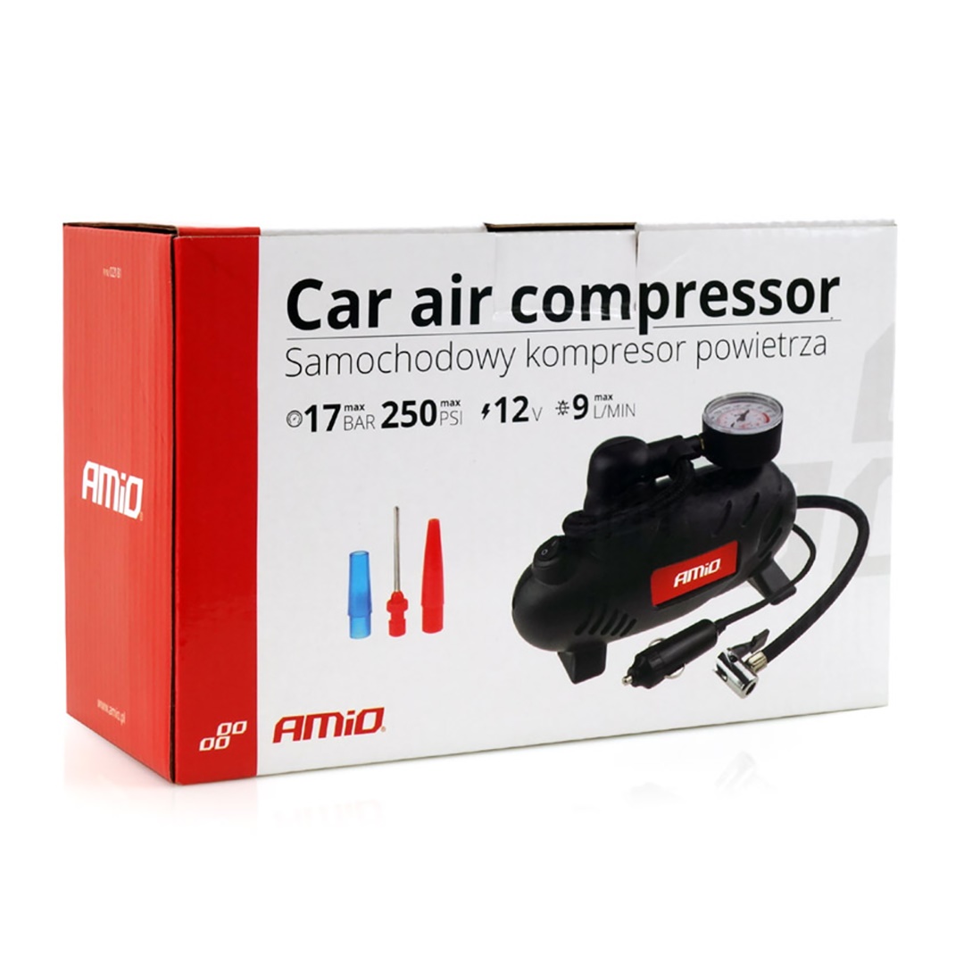 ΚΟΜΠΡΕΣΕΡ ΑΕΡΑ ΕΛΑΣΤΙΚΩΝ ΠΛΑΣΤΙΚΟ ACOMP-07 12V 250psi 17bar 9l/min ΜΕ ΦΙΣ ΑΝΑΠΤΗΡΑ ΚΑΙ ΚΑΛΩΔΙΟ 300cm AMiO