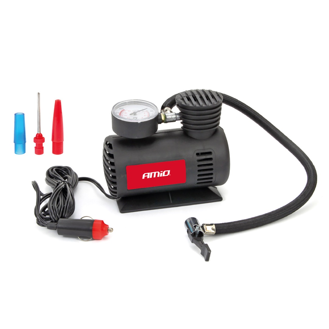 ΚΟΜΠΡΕΣΕΡ ΑΕΡΑ ΠΛΑΣΤΙΚΟ 12V 20BAR-300PSI (ΜΑΝΟΜΕΤΡΟ/ΦΙΣ/3 ΑΝΤΑΠΤΟΡΕΣ/ΚΑΛΩΔΙΟ 300cm) AMiO