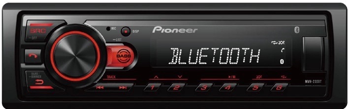 ΡάδιοUSB/Bluetooth PIONEER MVH-230BT (Κόκκινο/Android/Ενσωματωμένο μικρόφωνο)