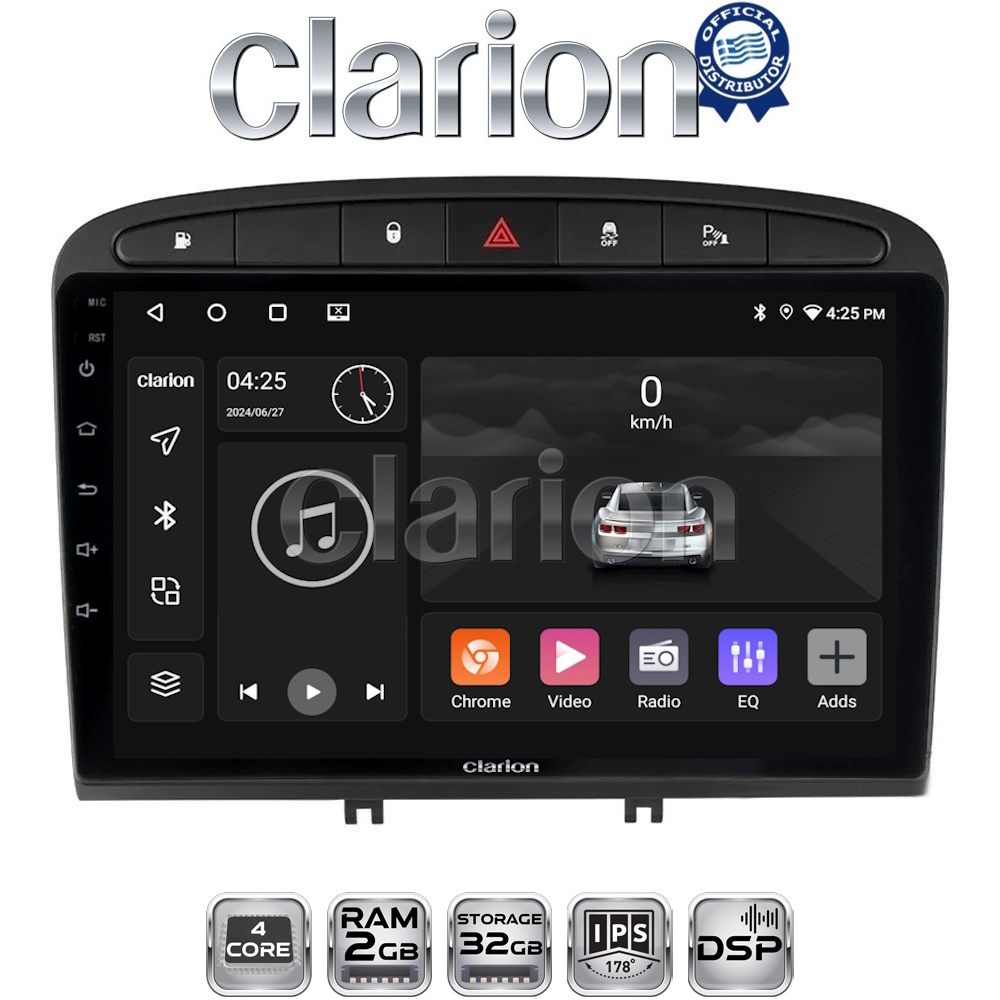 CLARION GL31083 Οθόνη OEM Multimedia Αυτοκινήτου για PG 308 2007>2012 (CarPlay/AndroidAuto/BT/GPS/WIFI/GPRS)