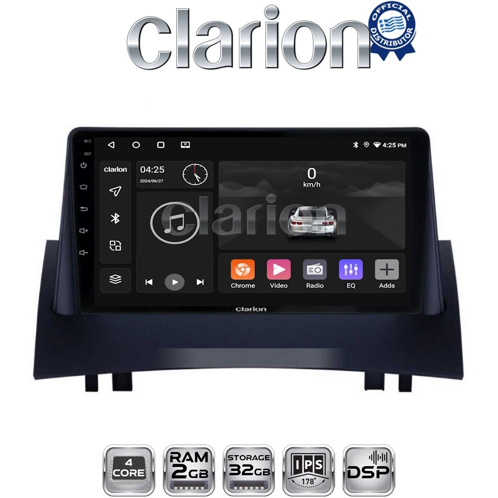 CLARION GL31138 Οθόνη OEM Multimedia Αυτοκινήτου για Renault Megane2 2002 > 2008 (CarPlay/AndroidAuto/BT/GPS/WIFI/GPRS)