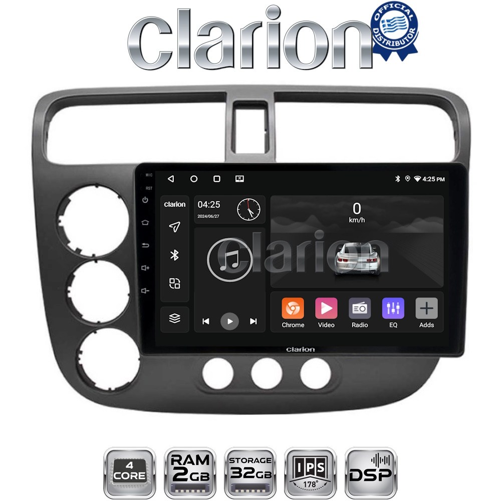 CLARION GL31373 Οθόνη OEM Multimedia Αυτοκινήτου για HONDA CIVIC 4πορτο 2001 > 2006 (CarPlay/AndroidAuto/BT/GPS/WIFI/GPRS)