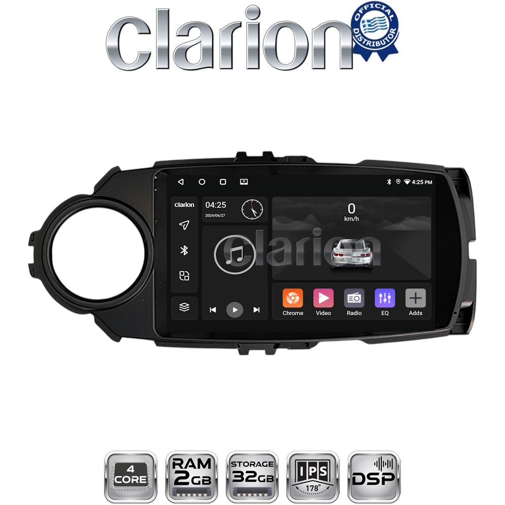 CLARION GL31454B Οθόνη OEM Multimedia Αυτοκινήτου για Toyota Yaris 2015 > 2019 (CarPlay/AndroidAuto/BT/GPS/WIFI/GPRS)