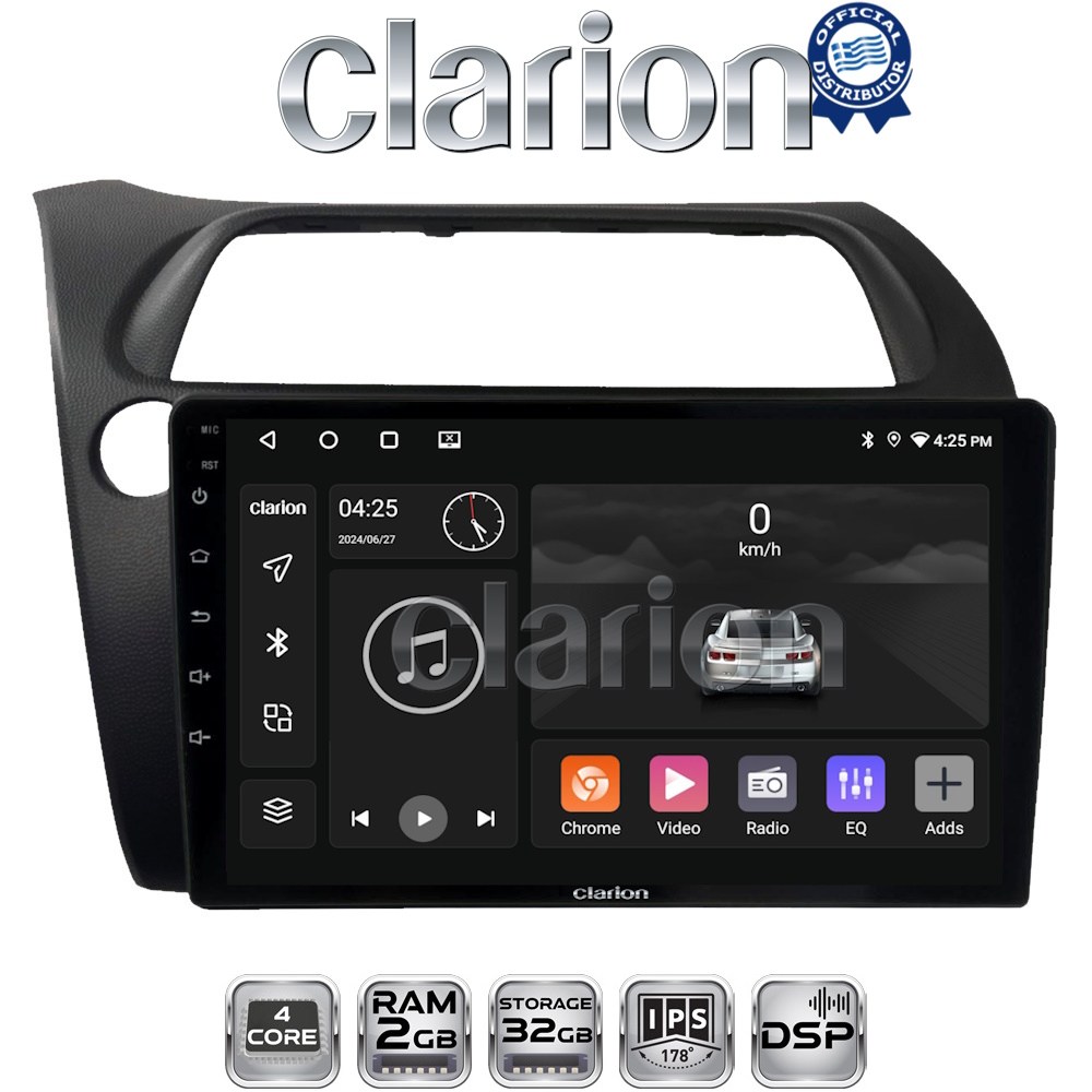CLARION GL31744 Οθόνη OEM Multimedia Αυτοκινήτου για HONDA CIVIC 3/5D 2006-2012 (CarPlay/AndroidAuto/BT/GPS/WIFI/GPRS)