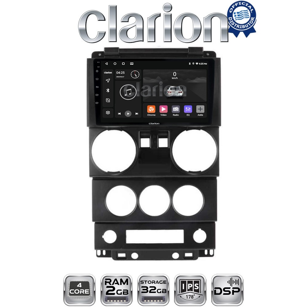 CLARION GL31748B Οθόνη OEM Multimedia Αυτοκινήτου για JEEP WRANGLER 2007 > 2011 (CarPlay/AndroidAuto/BT/GPS/WIFI/GPRS)