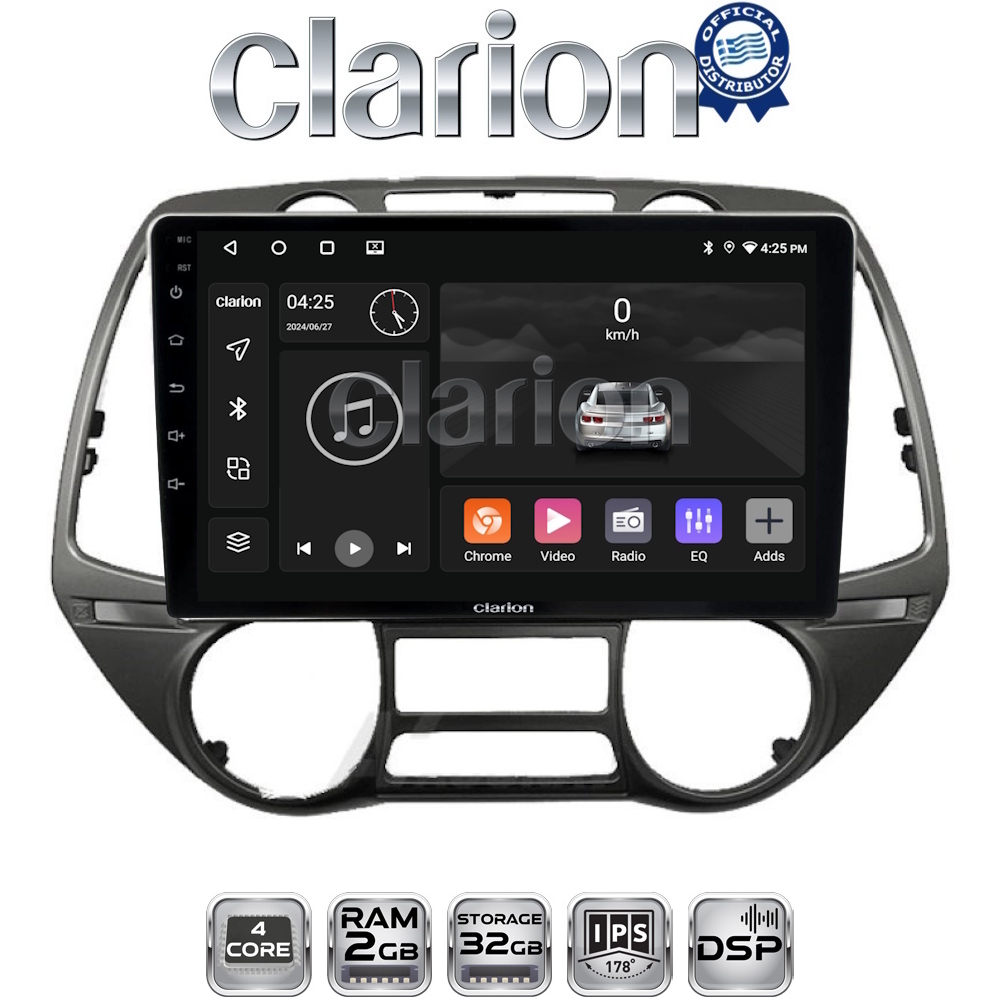 CLARION GL31837 Οθόνη OEM Multimedia Αυτοκινήτου για Hyundai i20 2008 > 2014 (CarPlay/AndroidAuto/BT/GPS/WIFI/GPRS)
