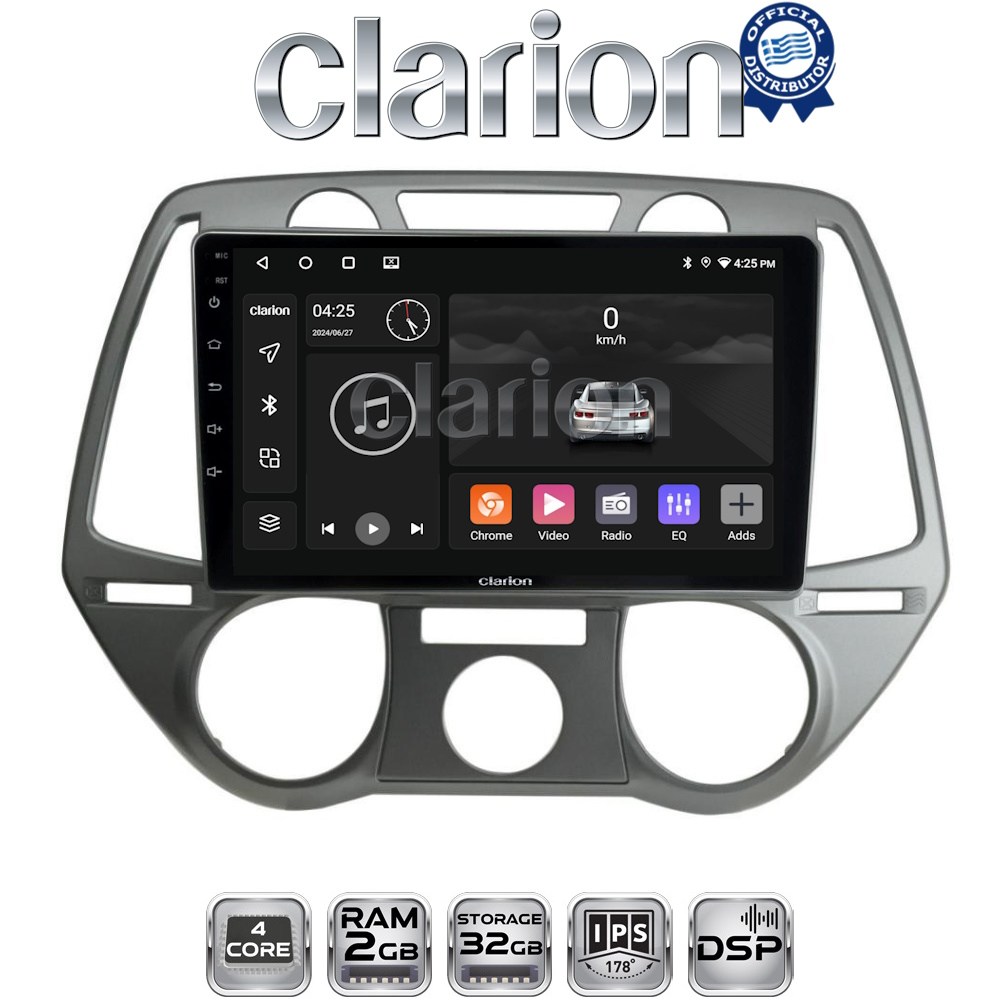 CLARION GL31838 Οθόνη OEM Multimedia Αυτοκινήτου για Hyundai i20 2008 > 2014 (CarPlay/AndroidAuto/BT/GPS/WIFI/GPRS)