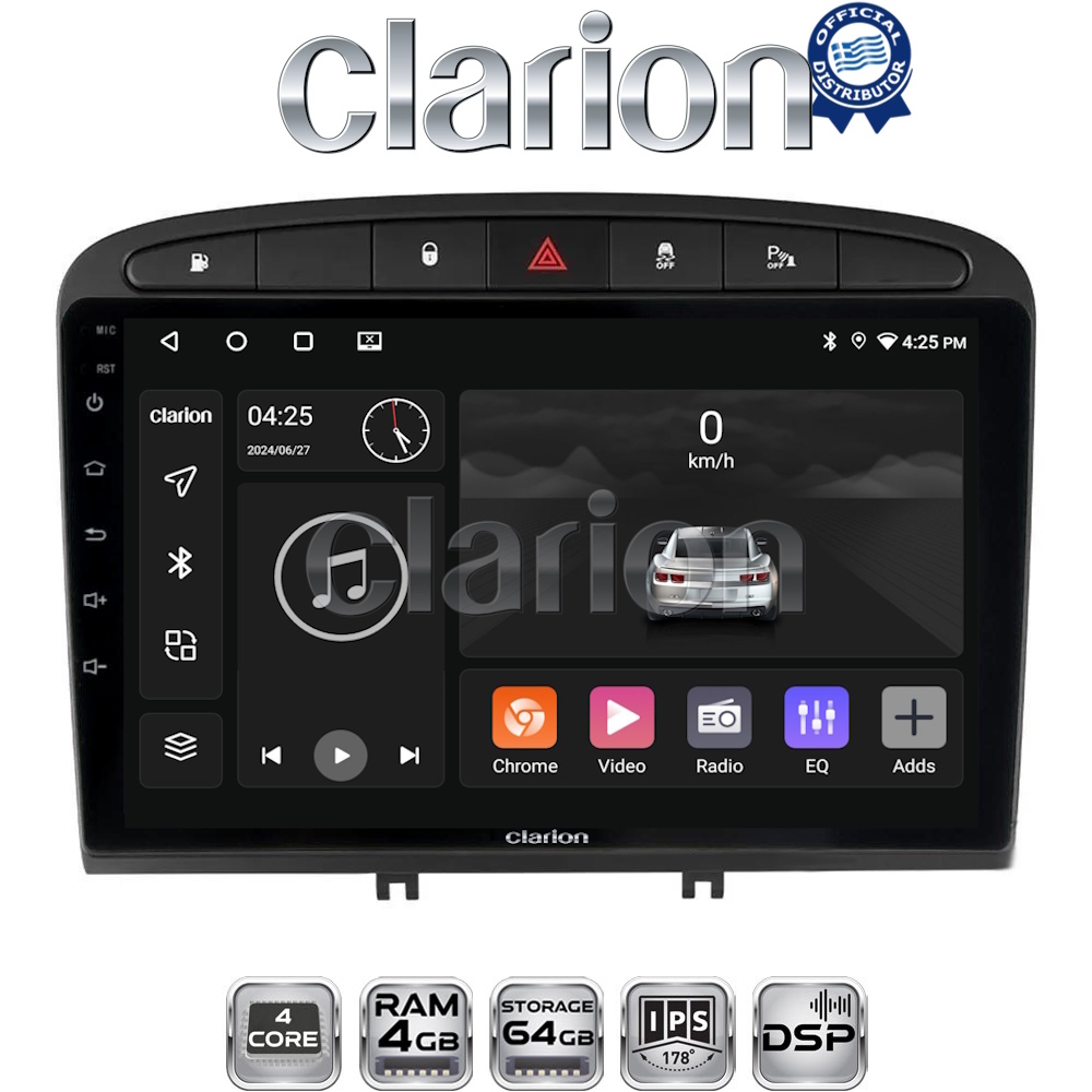 CLARION GL32083 Οθόνη OEM Multimedia Αυτοκινήτου για PG 308 2007>2012 (CarPlay/AndroidAuto/BT/GPS/WIFI/GPRS)