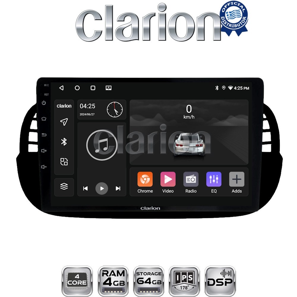 CLARION GL32315B Οθόνη OEM Multimedia Αυτοκινήτου για Fiat 500 2007 > 2016 (CarPlay/AndroidAuto/BT/GPS/WIFI/GPRS)