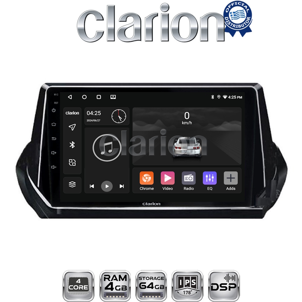 CLARION GL32375 Οθόνη OEM Multimedia Αυτοκινήτου για PEUGEOT 208-2008 2012>  (CarPlay/AndroidAuto/BT/GPS/WIFI/GPRS)