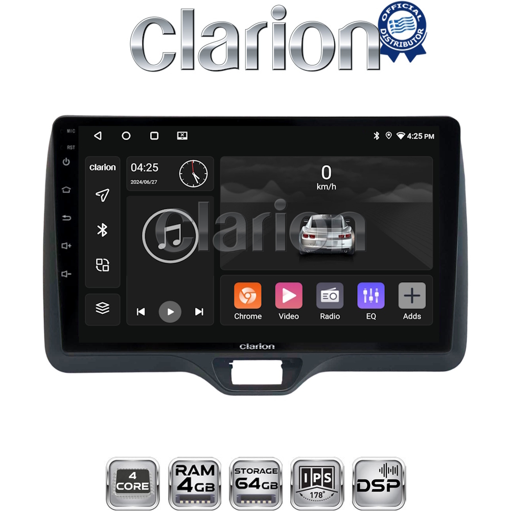 CLARION GL32554H Οθόνη OEM Multimedia Αυτοκινήτου για Toyota Yaris 2020 > 2023 (CarPlay/AndroidAuto/BT/GPS/WIFI/GPRS)