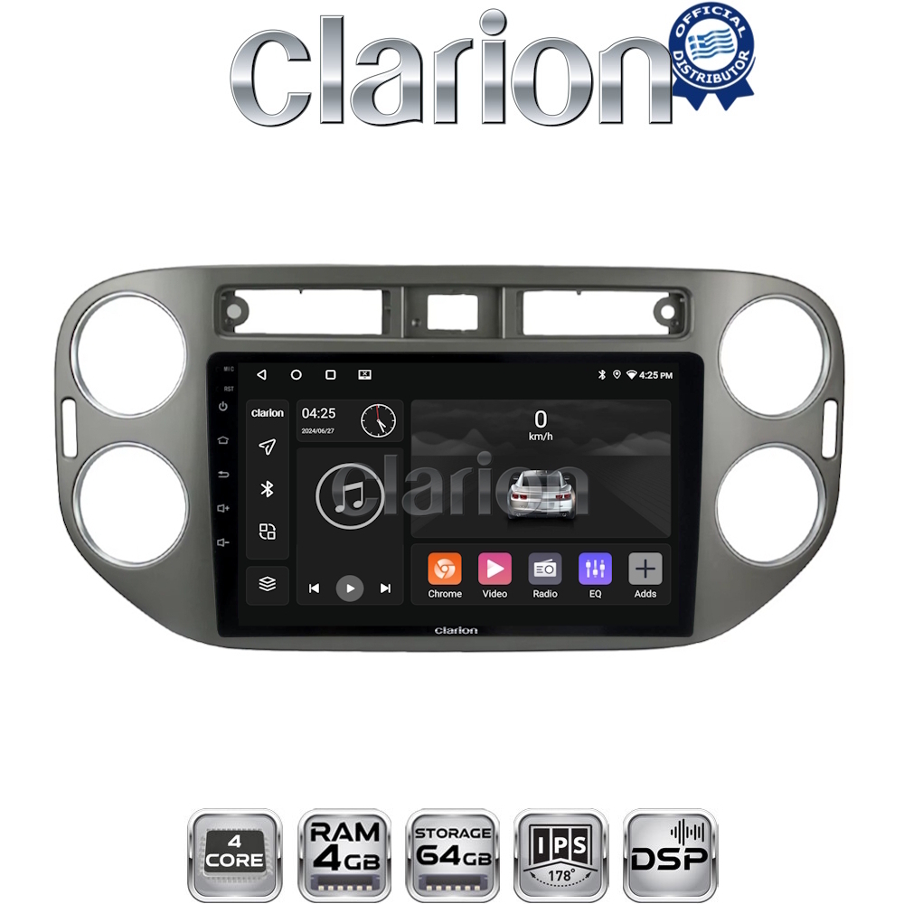 CLARION GL32590G Οθόνη OEM Multimedia Αυτοκινήτου για VW Tiguan 2007 - 2016 Ανθρακί (CarPlay/AndroidAuto/BT/GPS/WIFI/GPRS)