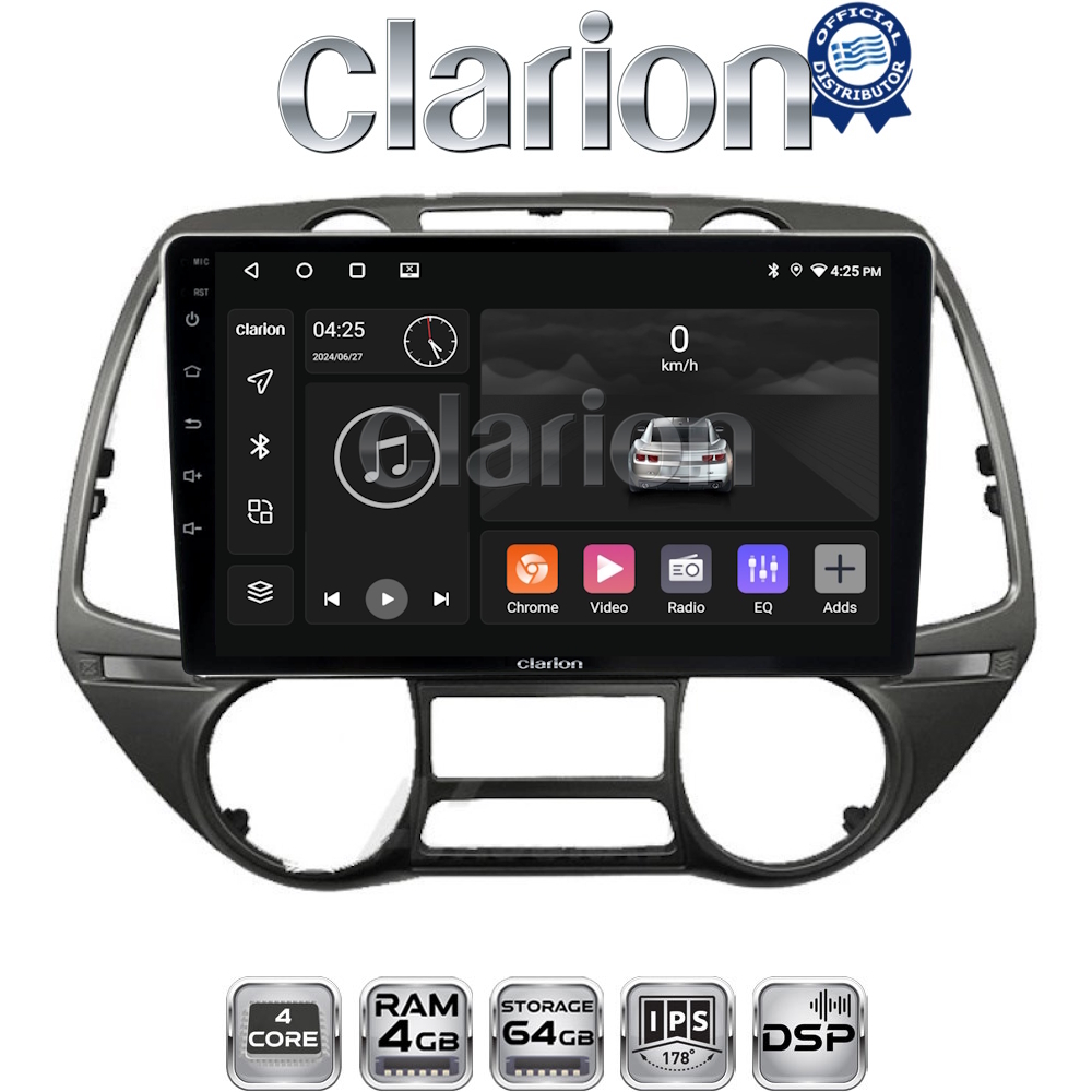 CLARION GL32837 Οθόνη OEM Multimedia Αυτοκινήτου για Hyundai i20 2008 > 2014 (CarPlay/AndroidAuto/BT/GPS/WIFI/GPRS)