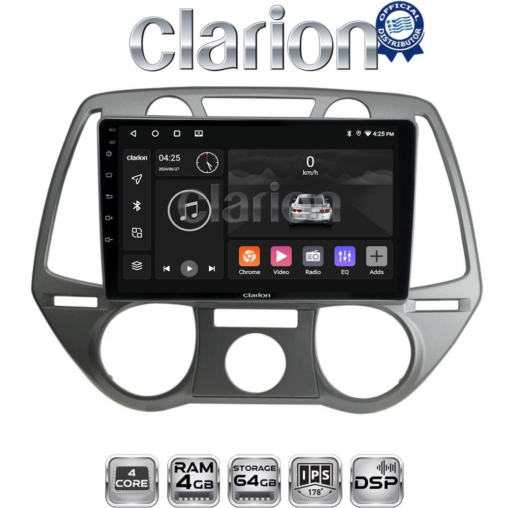 CLARION GL32838 Οθόνη OEM Multimedia Αυτοκινήτου για Hyundai i20 2008 > 2014 (CarPlay/AndroidAuto/BT/GPS/WIFI/GPRS)