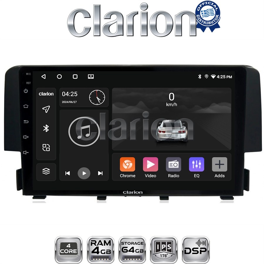 CLARION GL32941 Οθόνη OEM Multimedia Αυτοκινήτου για HONDA CIVIC 2016> (CarPlay/AndroidAuto/BT/GPS/WIFI/GPRS)