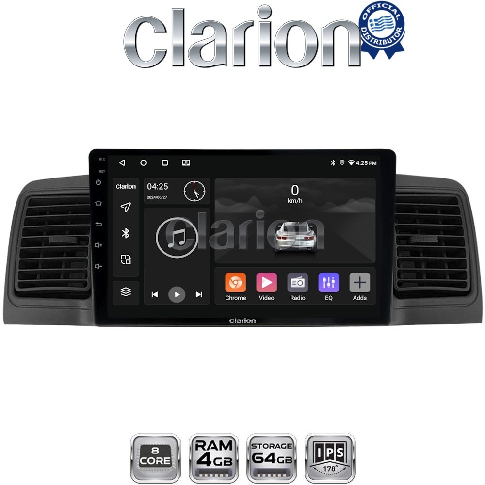CLARION GL52010B Οθόνη OEM Multimedia Αυτοκινήτου για Toyota Corolla 2000 > 2007 (CarPlay/AndroidAuto/BT/GPS/WIFI/GPRS)