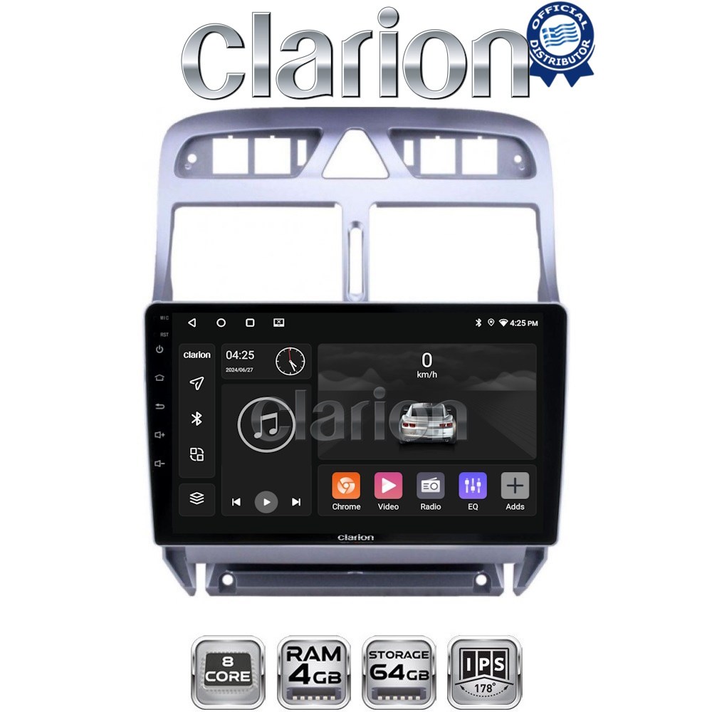 CLARION GL52017 Οθόνη OEM Multimedia Αυτοκινήτου για Peugeot 307 (CarPlay/AndroidAuto/BT/GPS/WIFI/GPRS)
