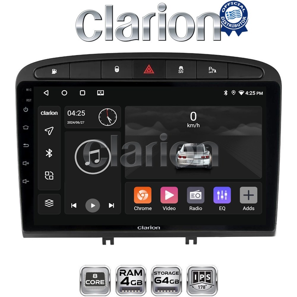 CLARION GL52083 Οθόνη OEM Multimedia Αυτοκινήτου για Peugeot 308 2007>2012 (CarPlay/AndroidAuto/BT/GPS/WIFI/GPRS)
